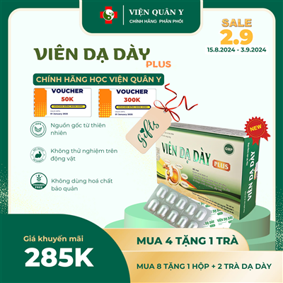 Ưu đãi dịp quốc khánh 2/9/2024. Quà tặng 500 khách hàng may mắn đầu tiên sử dụng viên dạ dày plus